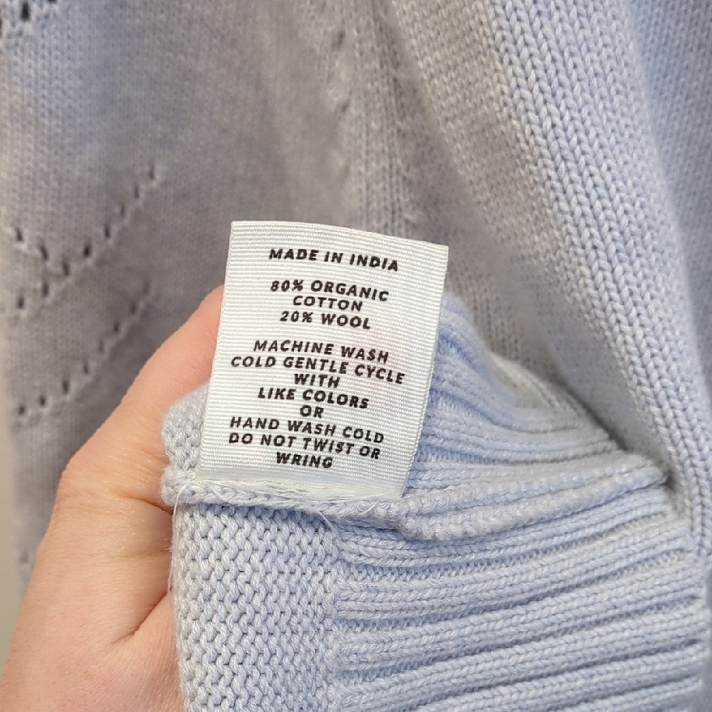 WVN Organic Cotton Hudson Cardigan Light Gray Blue Purple Large Minimalism Basic - Picture 9 of 10